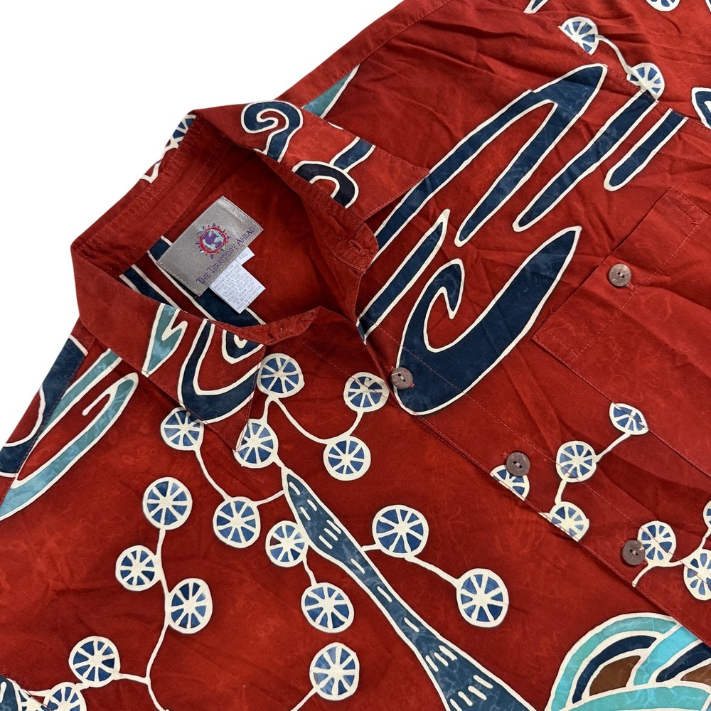 The Territory Ahead‎ Shirt Mens XXL Red Abstract Art Pattern Button Short Sleeve